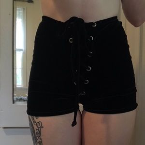 lace-up high waisted shorts